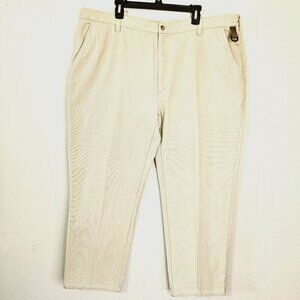 Orvis Men's Beige Pants  Size 44 X 30  Cotton Twill Flat Front Minimalist Casual